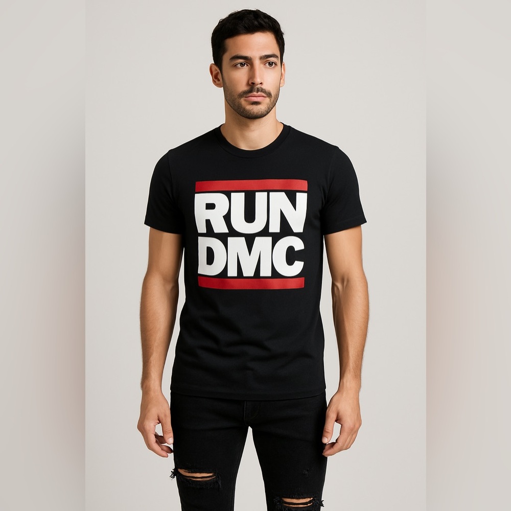 NWOT Run DMC Logo Rock Band Tee Shirt Black Size Large - Picture 7 of 8